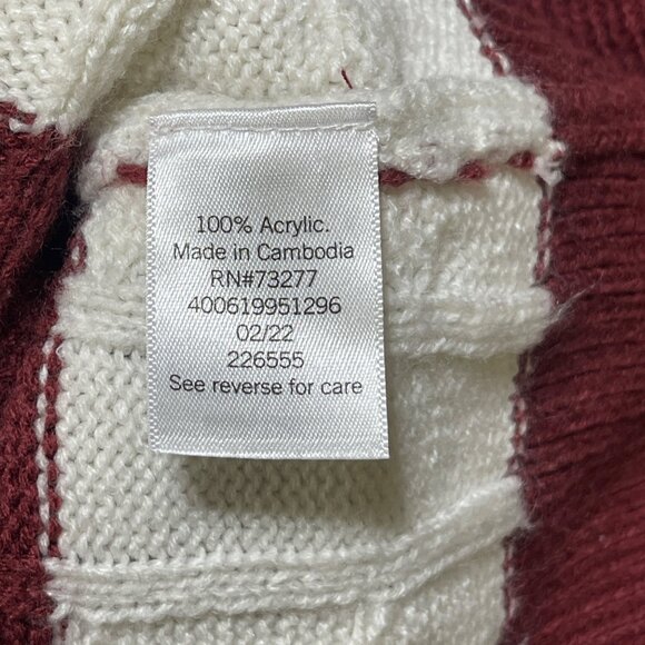 SO Sweater Vest V-Neck Size S Small Maroon Creamy White Stripe - Picture 5 of 6